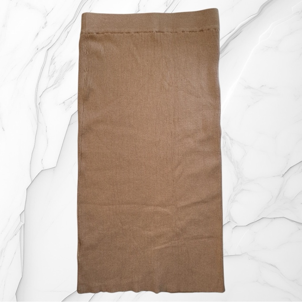 NWT AND NOW THIS Pull On Ribbed Knit Midi Skirt | Tan | Size Large - Picture 2 of 6